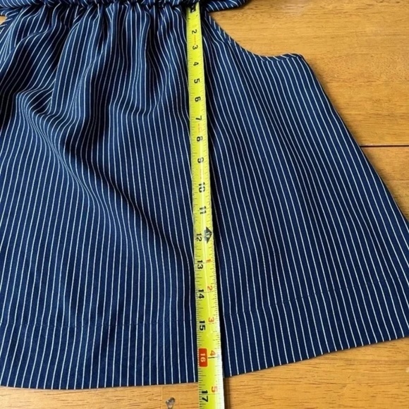 Madewell Navy Blue Silk Satin Balcony Off the Shoulder Top Blouse Ruffle, Size S - Picture 7 of 11